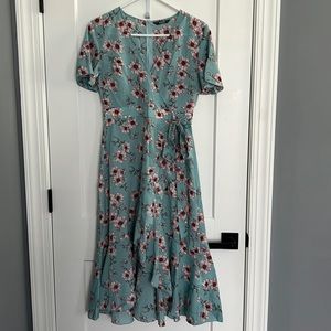 NWOT floral faux wrap dress